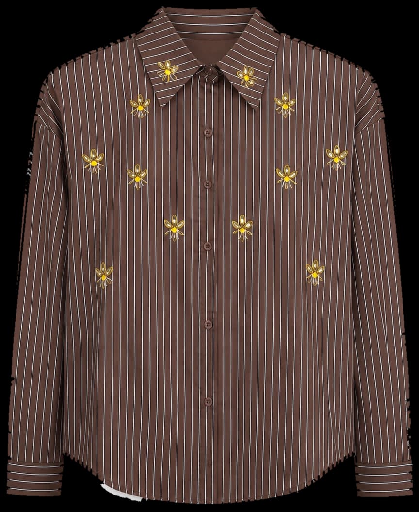 Gold Crest Shirt in Chocolate stripe