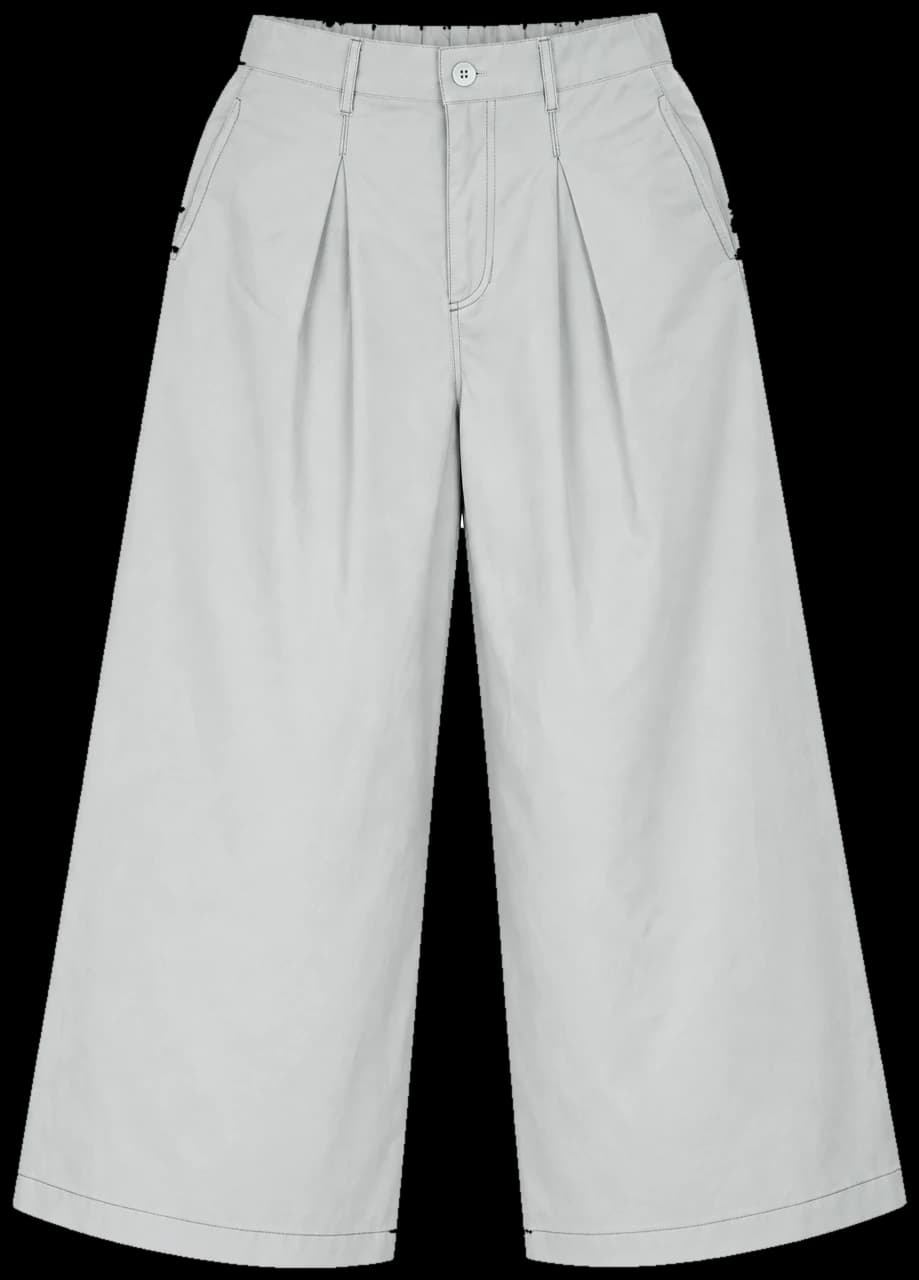 Wide Leg Pleated Trouser in Pale grey